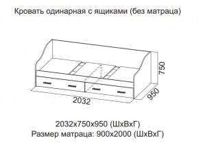 Кровать одинарная с ящиками (Без матраца 0,9*2,0) в Новоуральске - novouralsk.магазин96.com | фото